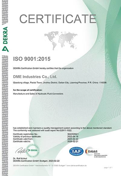 A ISO 9001 certification cover.