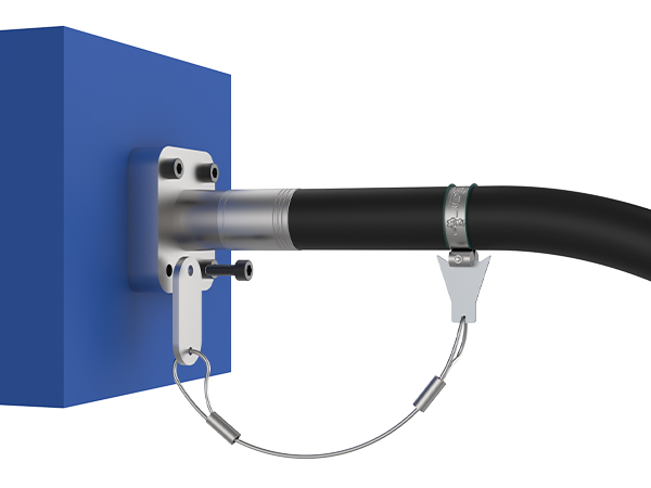 The hose whip restraint cable assemblies are assembled onto the equipment with flange connector.