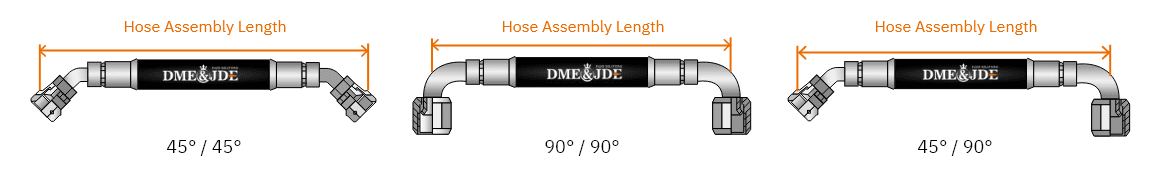A drawing shows the length measurement of hose assemblies.
